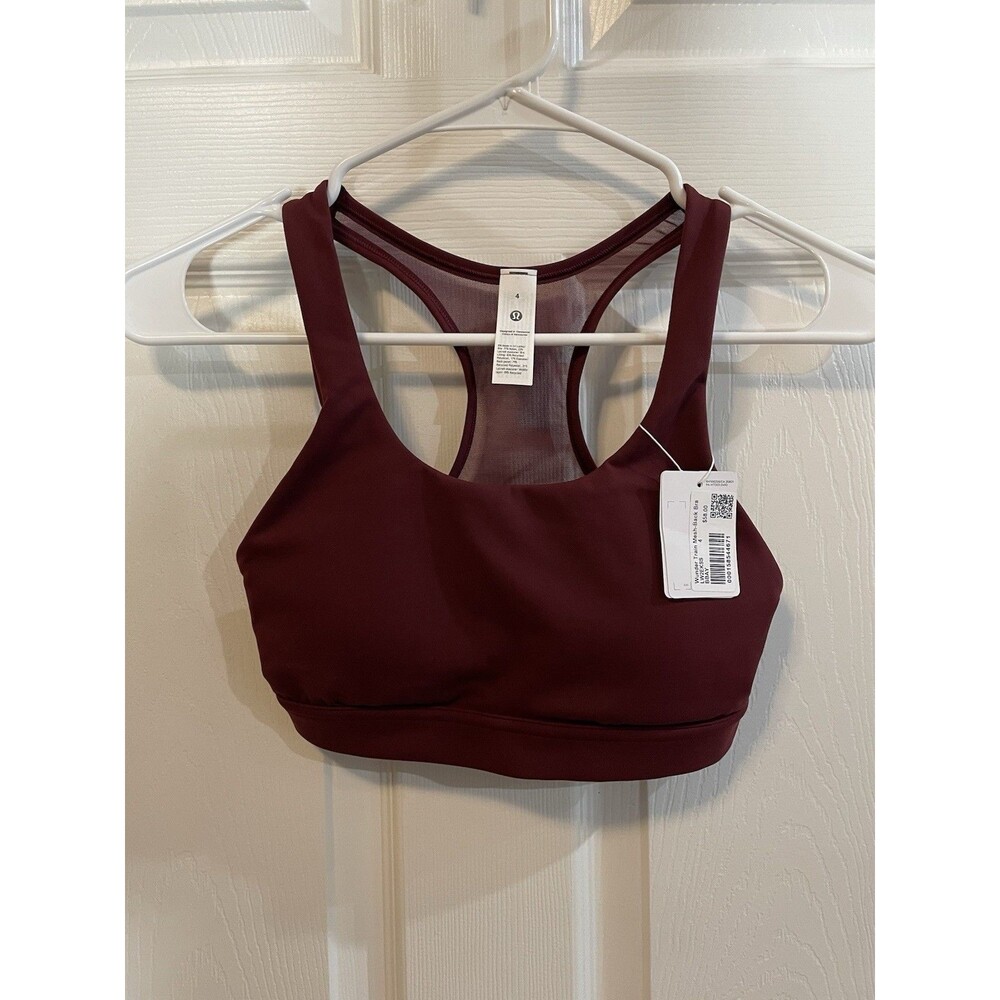 Lululemon Wunder Train Mesh Back Bra Size 4 Red BBAY NWT Athletic Sports Bra
